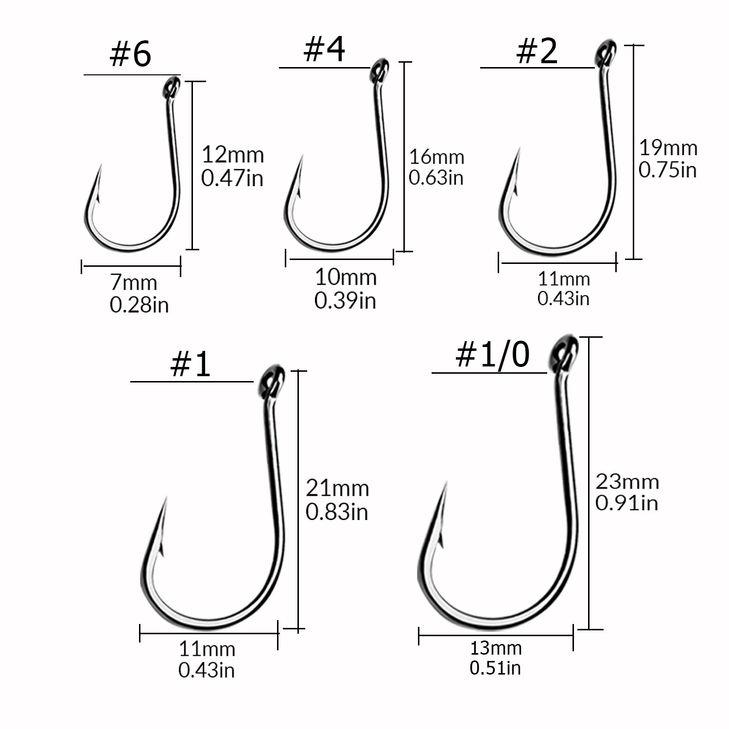 THKFISH 100 pièces crochets de pêche Dropshot # 6 # 4 # 2 # 1 # Hameçon barbelé de pêche en acier à haute teneur en carbone Frehswater 1/0 pour leurres souples