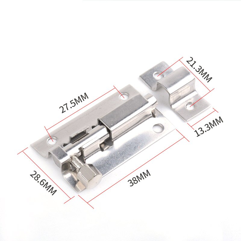 Verrou de porte en acier inoxydable, solide, coulissant, à loquet, agrafes, de 1.5/2/3/4 pouces, wzpi: Brushed Silver 1.5 I