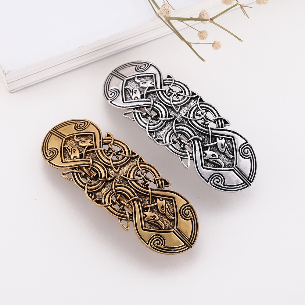 My Shape Vintage Hollow Bird Engraved Hair Clips Irish Knot Weave Hairpins Antique Silvery Women's Jewelry Hair Accessories