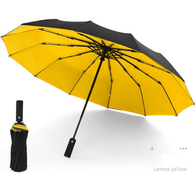 Paraguas de negocios agrandados para hombre y mujer, Parasol completamente automático con 12 varillas, Paraguas Plegable para hombres, Paraguas grande Plegable para hombre