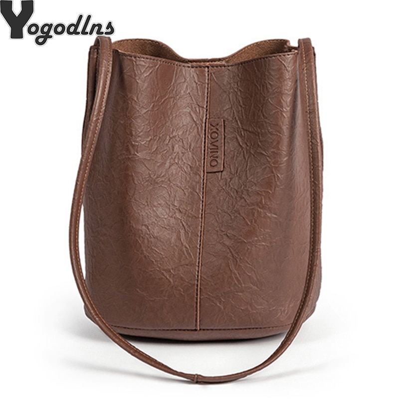 Tide Solid Oil PU Material Small Fairy Bag Bucket Bag Casual Wild Single Shoulder Ladies Crossbody Messenger Bag