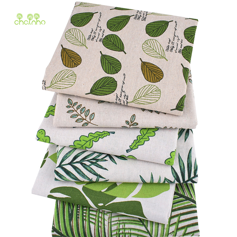 Chainho ,6 stk/parti, serie med grønne blader, lappeteppet bomullslinstoff, for quilting og sying av dekkematte, veskemateriale ,25 x 45cm