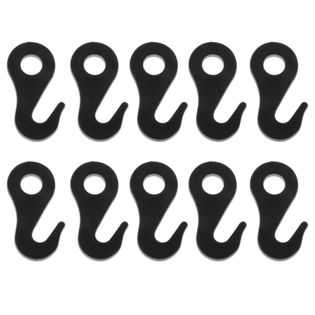 10Pcs/set Plastic Fasten Hook Carabiner for Tent Awning Tie Rope Bungee Cord End S Inner Tent Hook with Hole Repair Accessory