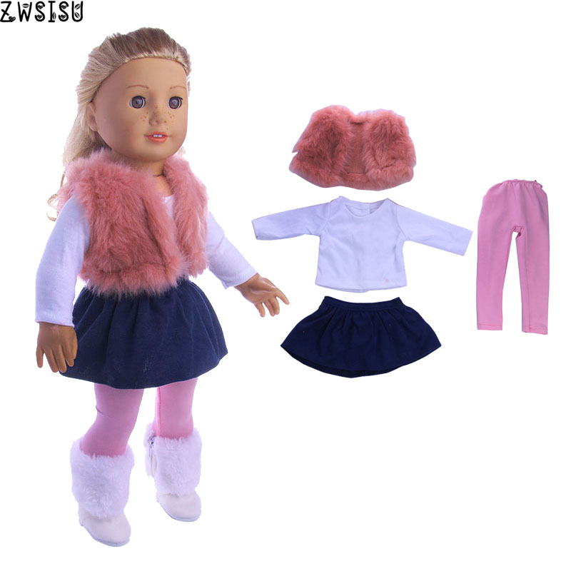 4 unids/set muñeca ropa chaleco camiseta falda Leggings para 18 pulgadas americano y 43 Cm muñeca nacida para generación Navidad bebé niña juguete: b973