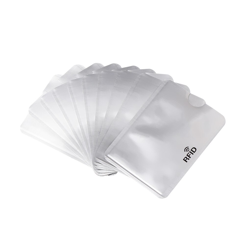 10pcs RFID Credit Card Protector Anti Theft Blocking Card holder Sleeve Skin Case Covers Safety Protection Bank Card Case: Silver