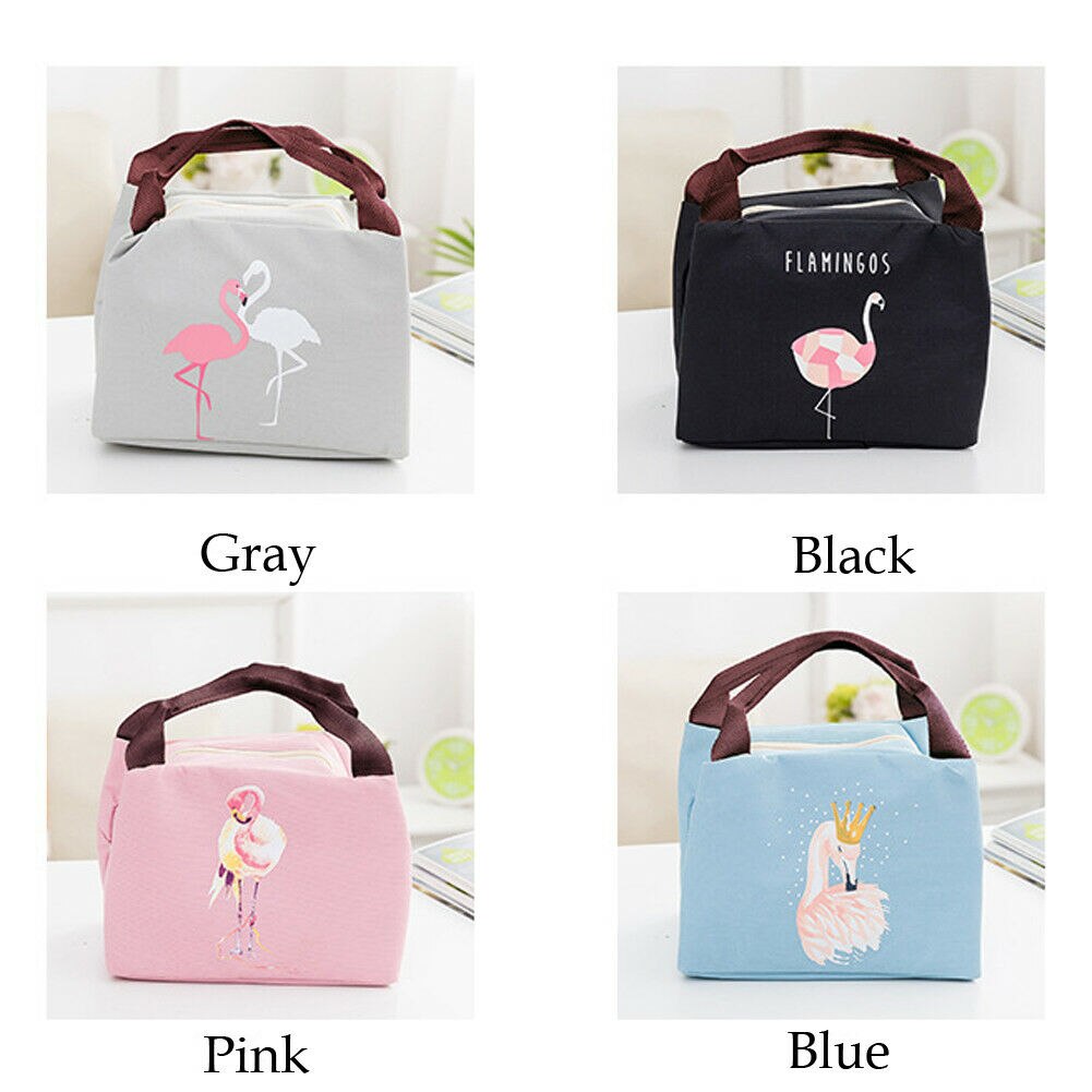 Søt flamingo mønster matpose bærbar isolert vanntett oxford picnic bag termisk mat veske