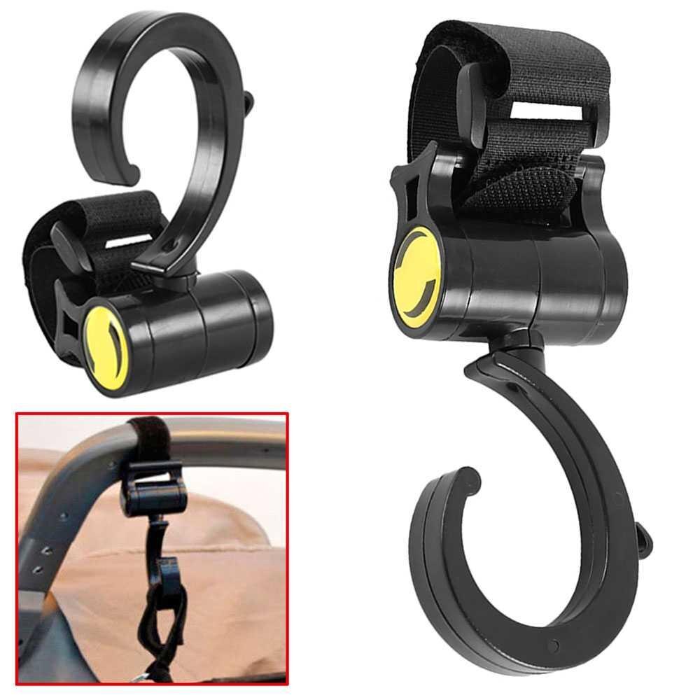 Ocioduplo 2x ganchos carrinho de carrinho carrinho de carrinho de carrinho de propósito cabide para o bebê sacos de fraldas preto velcro cadeira de carro estável