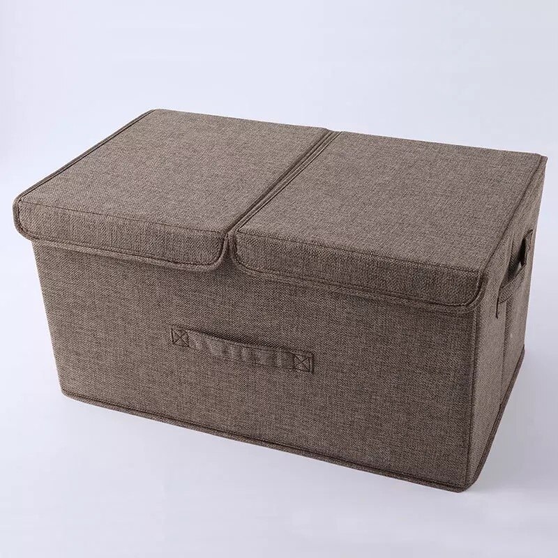 Wardrobe Storage Box Organizing Box Clothes Moving Plastic Storage Basket Household Small Fabric With Cover Foldable: L / Brown