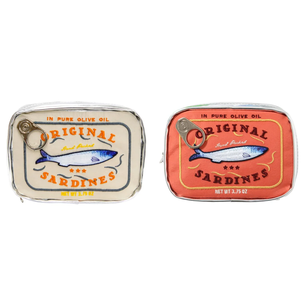 Bolsa de cosméticos bonita con forma de latas de sardinas, paquetes divertidos, bolsa de aseo portátil creativa, bolsas de maquillaje pequeñas y suaves con cremallera a la: violet