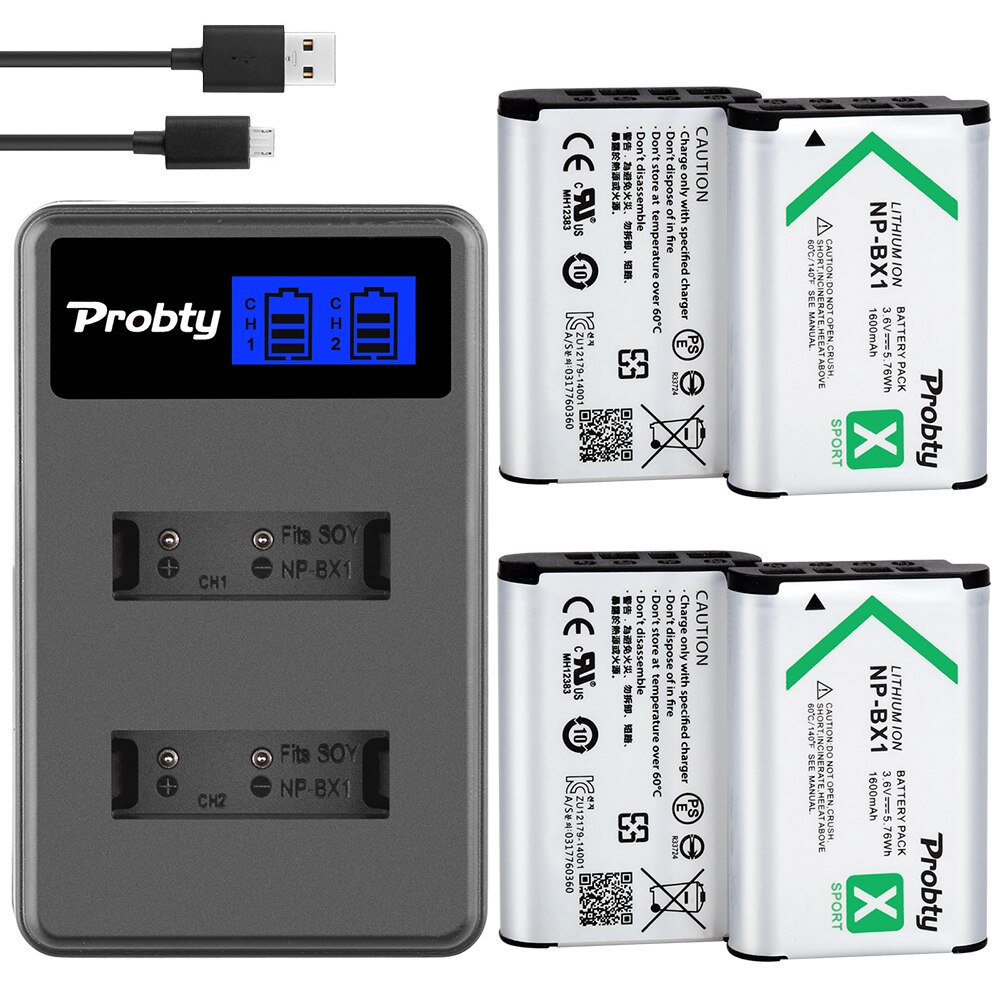 For SONY NP-BX1 np bx1 np-bx1 Battery For Sony FDR-X3000R RX100 AS100V AS300 HX400 HX60 AS50 WX350 AS300V HDR-AS300R FDR-X3000: 4battery withCharger