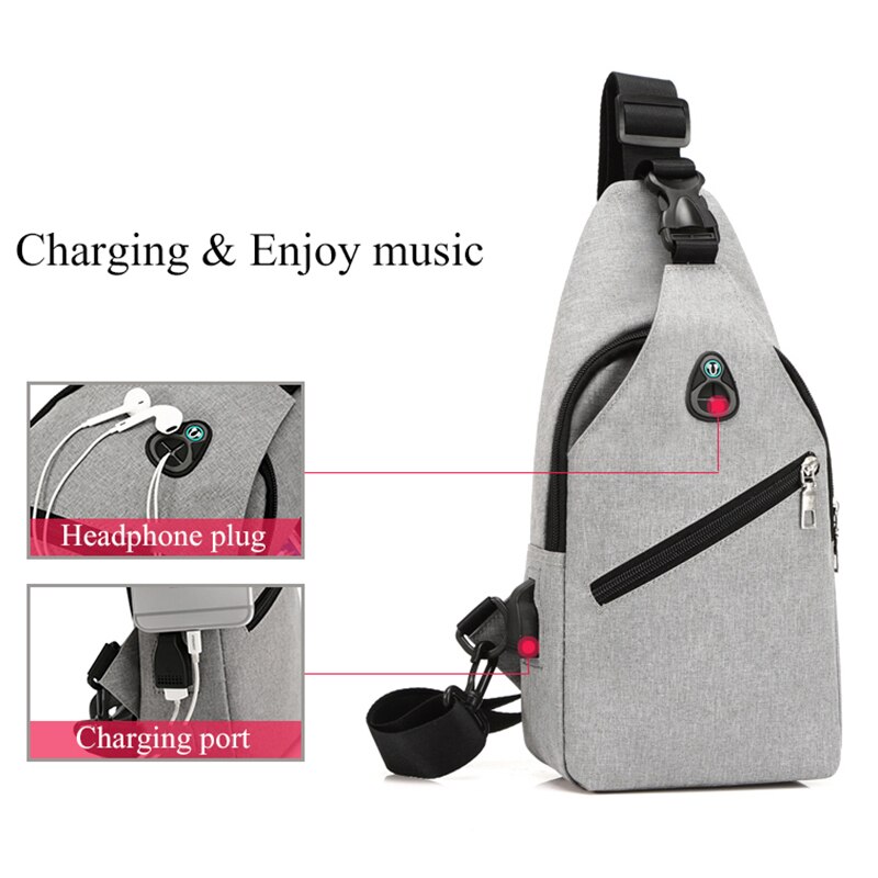 multifunction men Chest Bag Headphone cross body bags Men Single Over Shoulder Bag Men bagpack bandolera hombre