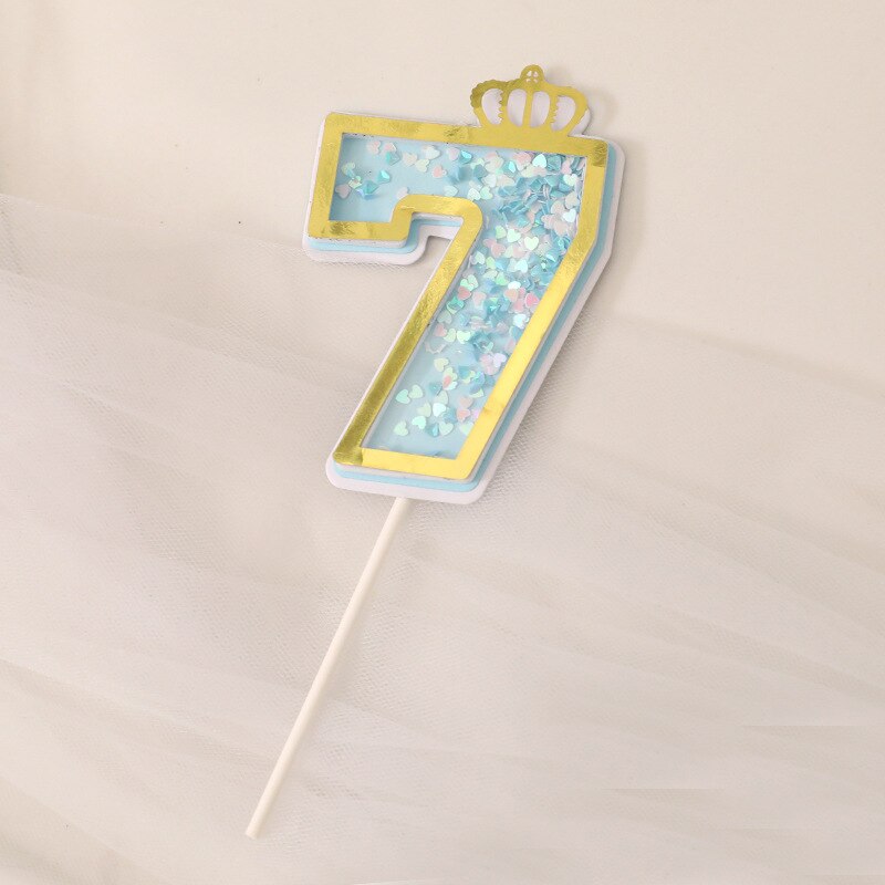 Glitter Cake Decoration Insert Sequins Paper Cake Toppers Happy Birthday Baby Shower Wedding Anniversary Party Cupcake Decor: Blue-7