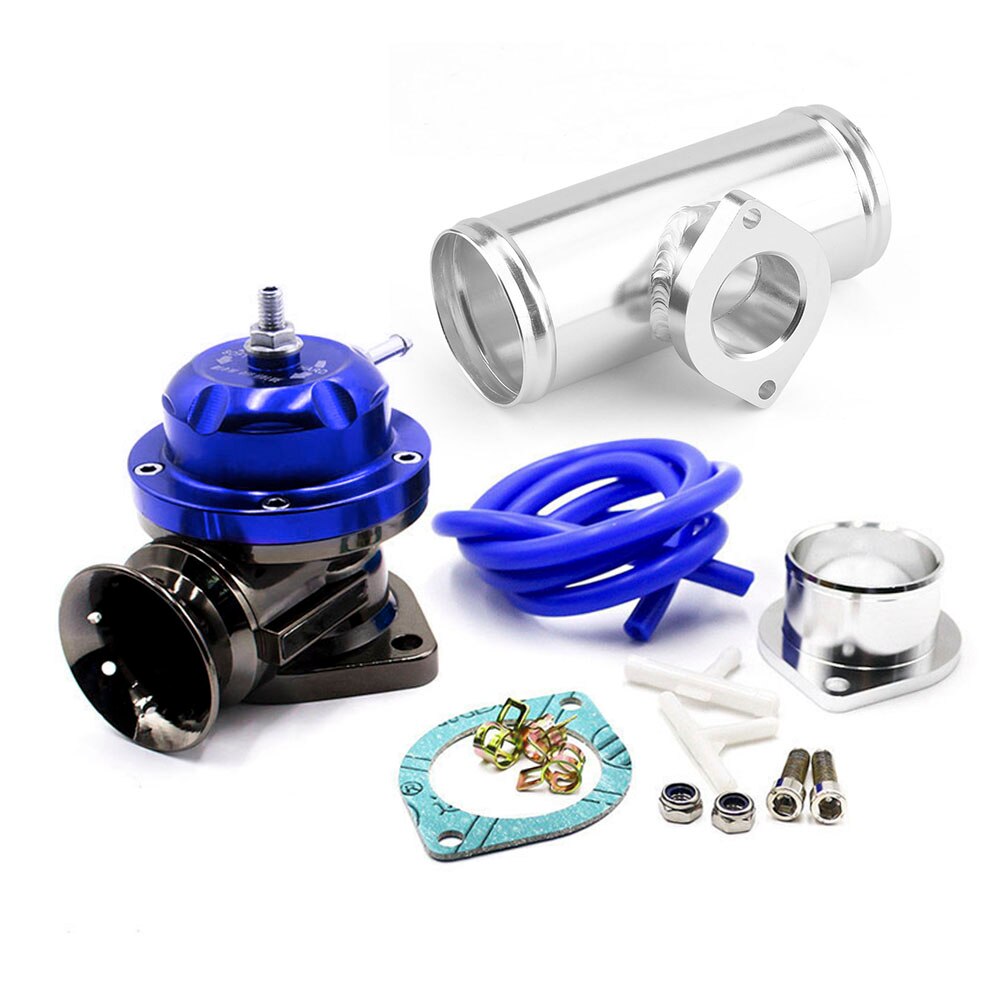 Type-rs turbo blow off ventil justerbar 25 psi bov med 63mm 2.5 "flange rør til gd-rs fv rz blow off ventil adapter l = 150mm: Blå