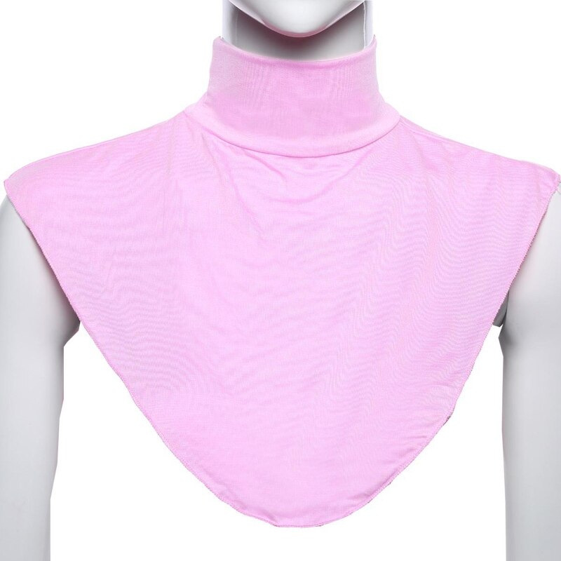 Women Turtleneck Dickey Muslim Modal Detachable Half Top Solid Color False Collar Islamic Hijab Extension Neck Cover: Pink