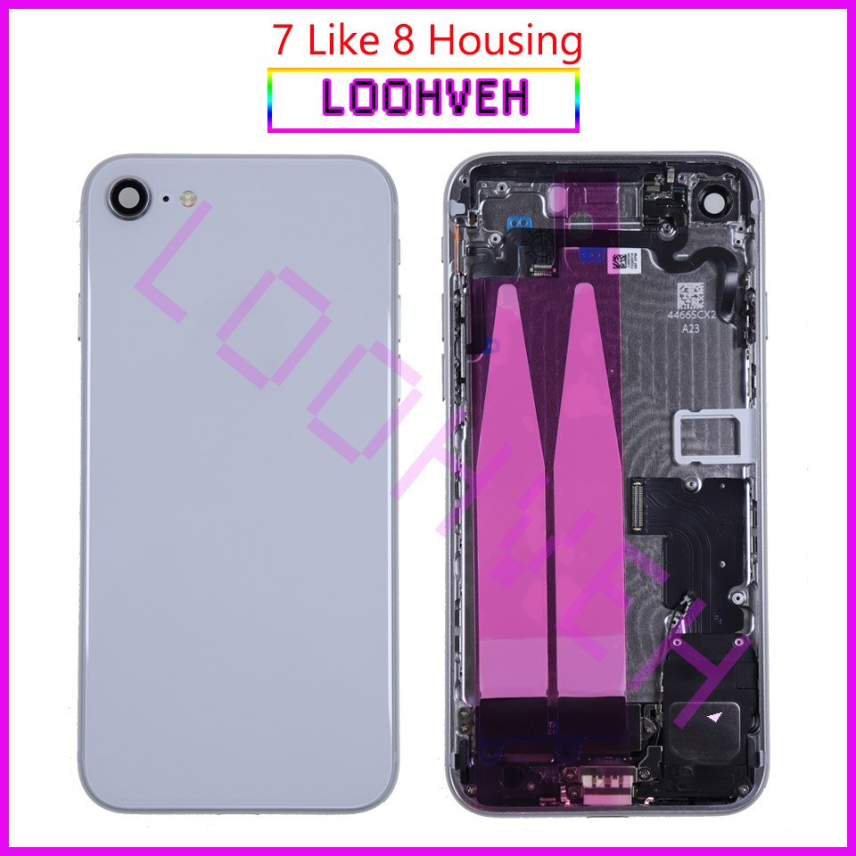 Capa traseira do chassi para iphone, capa para iphone 7, 7 plus, como 8 ou 8 plus, x capa + adesivo da bateria livre: 7 Like 8 white