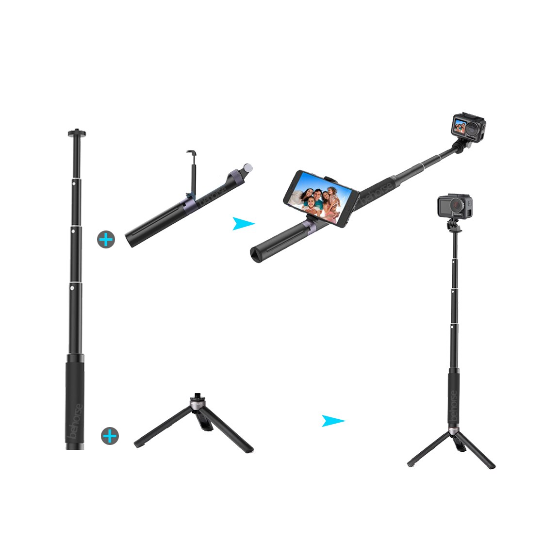 PGYTECH DJI Osmo Action Tripod Selfie Stick 1/4 Mount Hand Grip & Tripod for DJI OSMO ACTION Camera Accessory