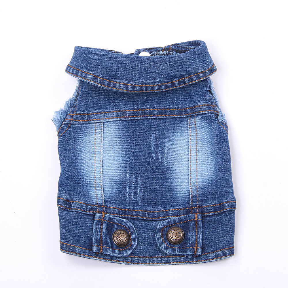 Xksrwe Honden En Katten Jean Jacket Vest Poot Pet Puppy Denim Jas Lente/Herfst Kleding Kleding 6 Maten: M / Marineblauw