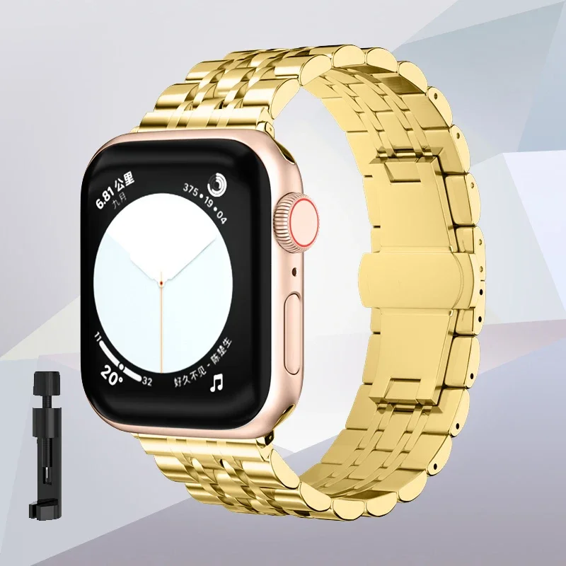 Metal Compatible Strap for Apple Watch Band 49mm 44mm 45mm 41mm 40mm Stainless Steel Bracelet iWatch Series 9 8 7 6 5 Ultra 2 SE: Antique Black / 12mm