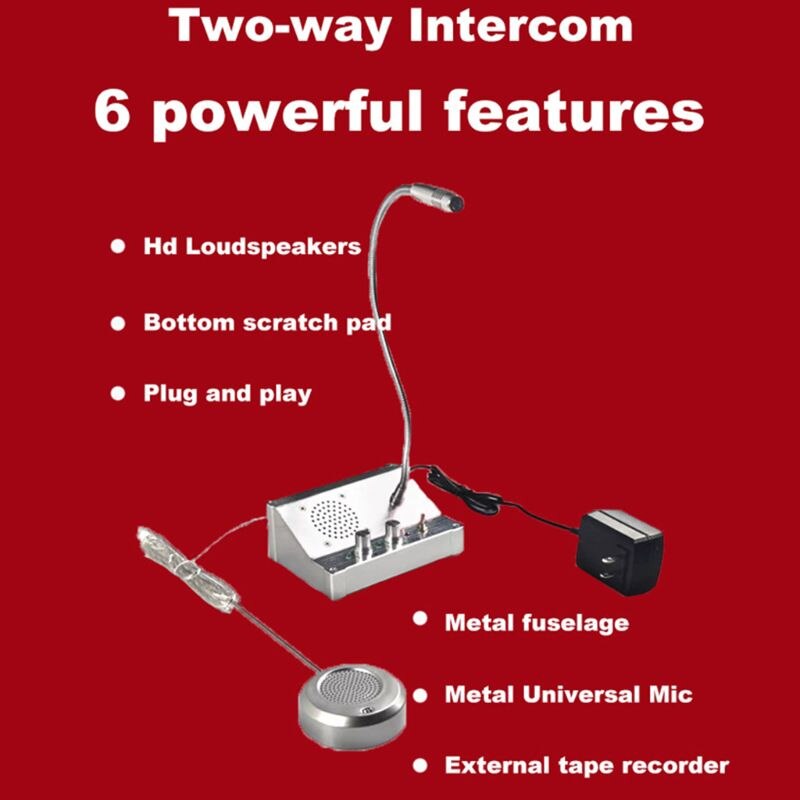 Dual Way Window Intercom System Bank Counter Interphone Zero-touch For Business Store Bank Station Ticket Window