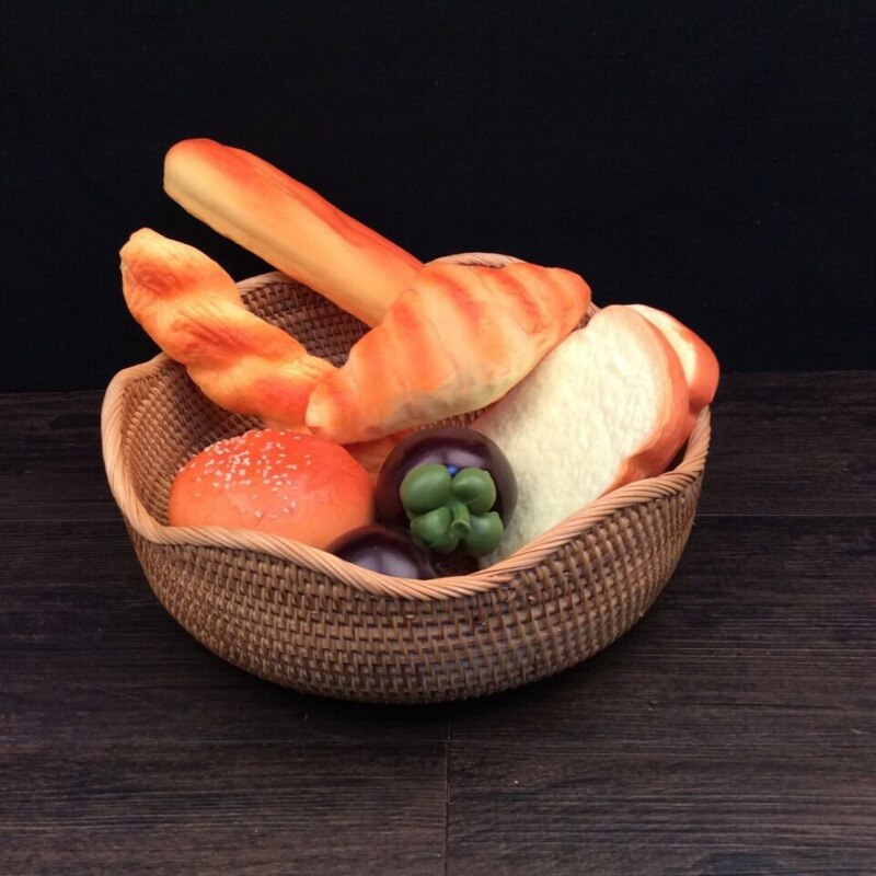 Rotan Fruit Brood Opslag Mand Hand Geweven Snack Plaat Lade Rieten Mand Snoep Ontbijt Display Lade Organizer