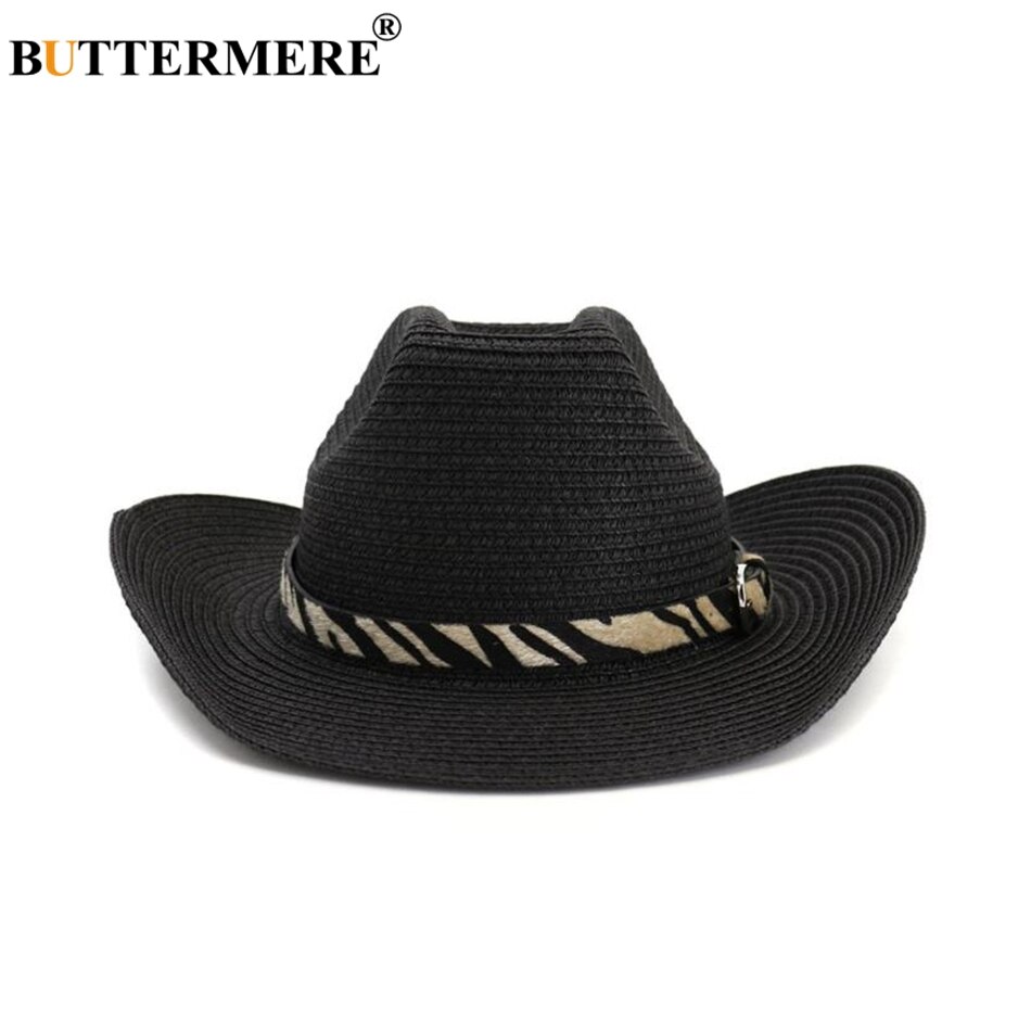 Buttermere hatt cowboy svart manlig kvinnlig stråhatt strandhatt leopard western cowboyhattar män kvinnor utomhus vår sommar solhatt