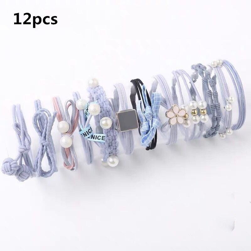 12/16/20/25 stuks meisjes hoofdbanden vrouwen haaraccessoires elastische haarbanden voor meisjes vrouwelijke haarband rubberen touw kauwgombanden haarband: 12 stuks lichtblauw