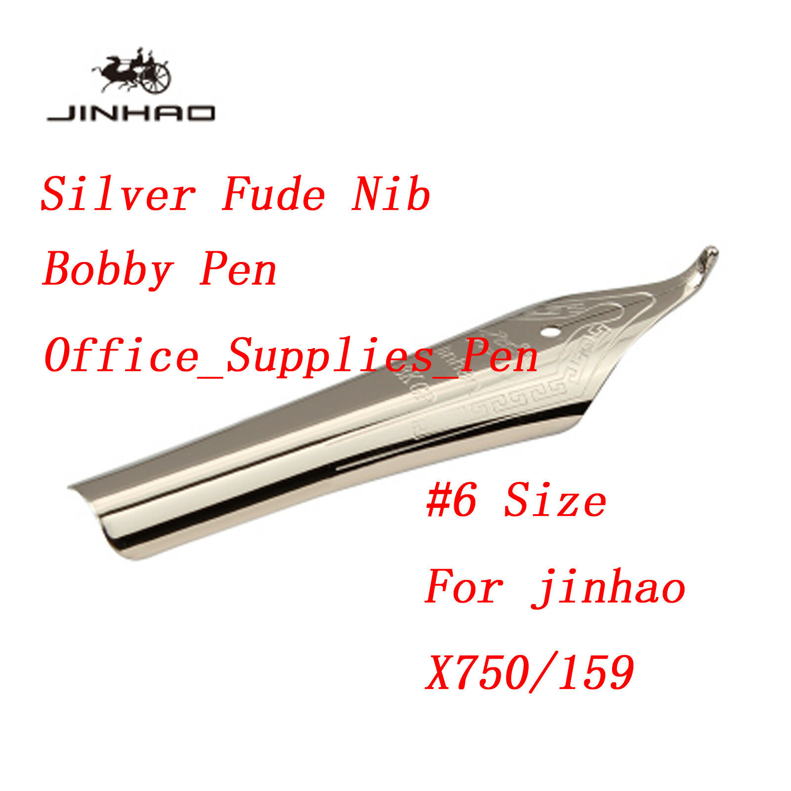 Pluma estilográfica Jinhao #6 35mm Nib Original para Jinhao X750/450/159/100 pluma de tinta, papelería, suministros para oficina y escuela 1 unidad: Silver Fude Nib