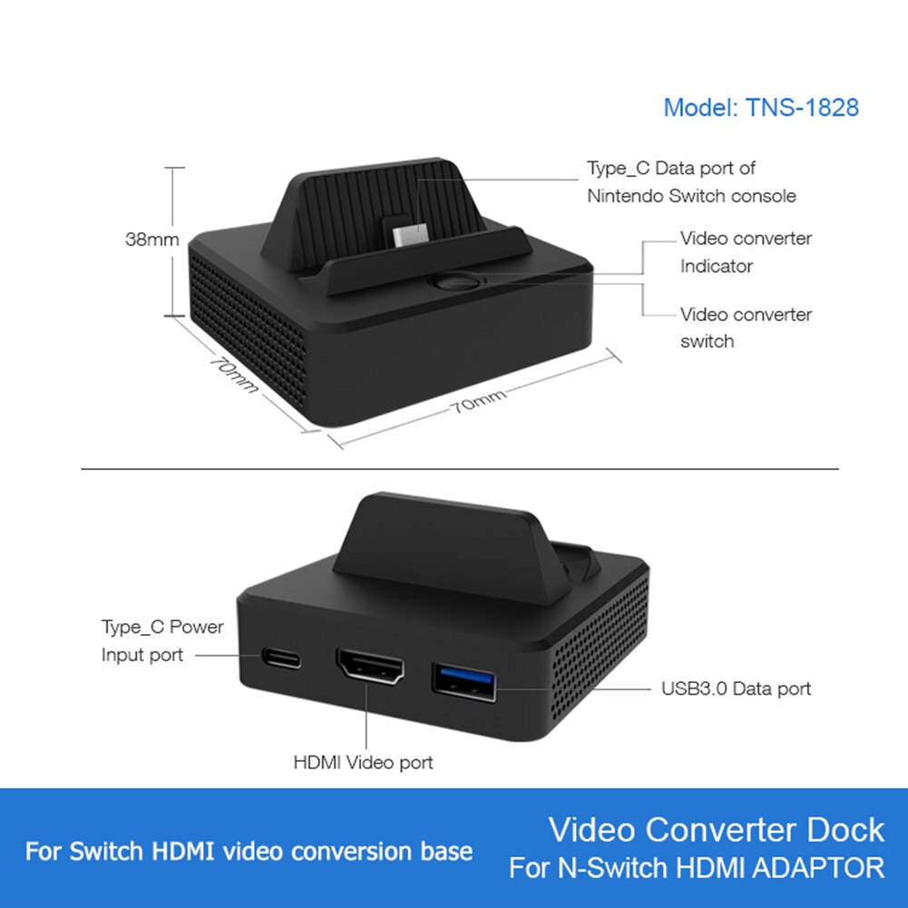 Mini indoor/ourdoor Switch HDMI Video Docking Station for Nintendo Switch TNS-1828 Charging Dock HDMI TV Adapter Games Accessor