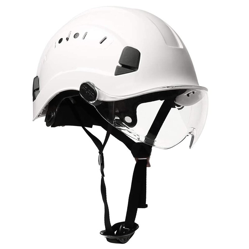 Safety Helmet With Goggles Men&#39;s Construction Hard Hat ABS Protective Helmets Work Cap For Working Climbing Riding: White-Clear Goggles