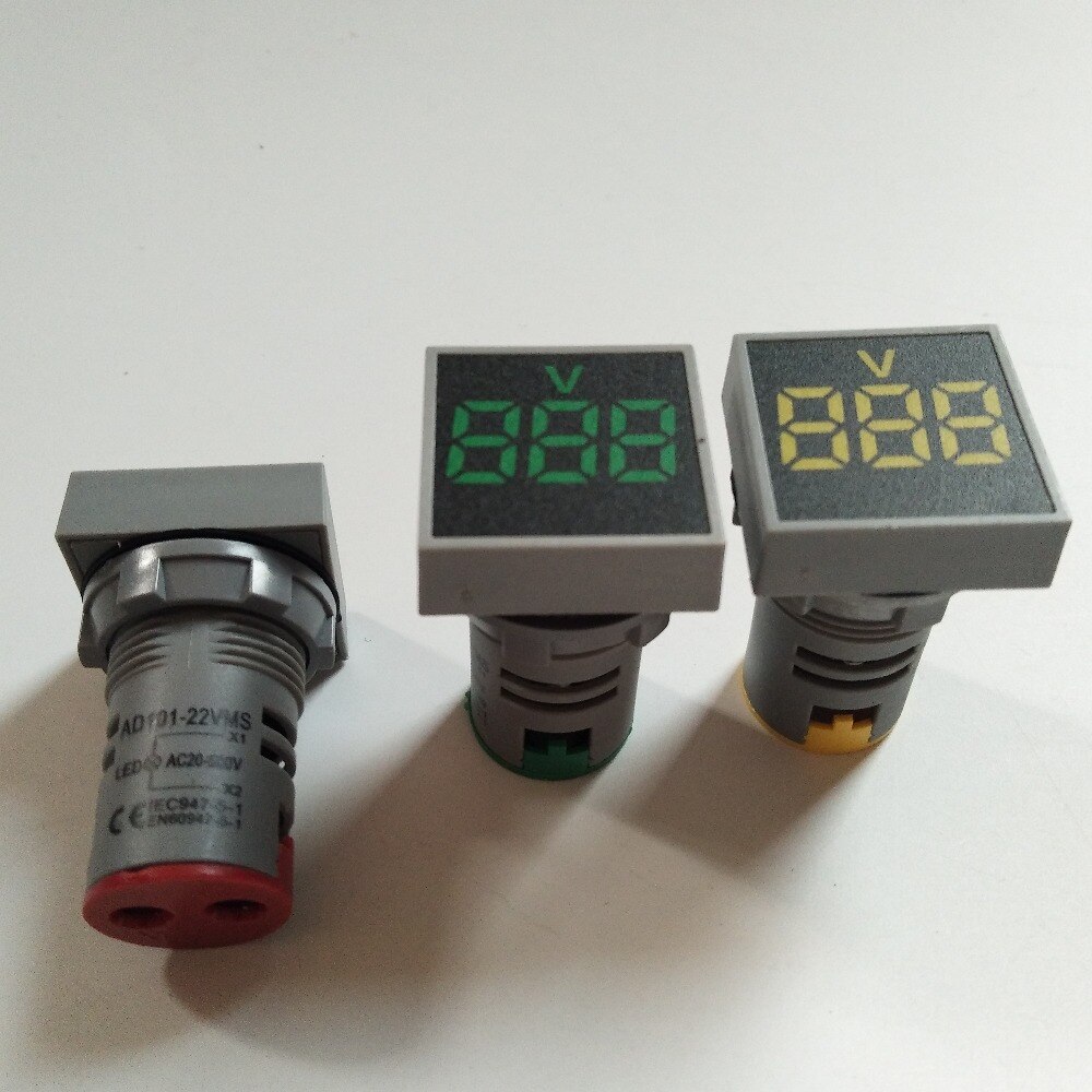 22mm ac 20-500v led diginäyttö punainen vihreä keltainen sininen valkoinen volttimittarin merkkivalo 2 in 1 paneeli pyöreä polit lamps testeri