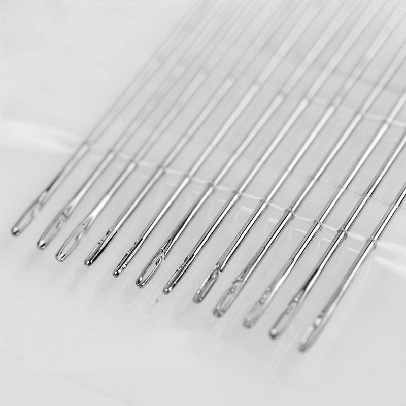 Sewing Needle Slef Threading Pin Set Metal Stitch Side Opening Pins Handicraft Threading Tool, Silver