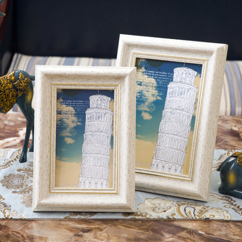 5/6/7/8/10 Polegada retro azul-verde moldura da foto estilo europeu montado na parede de suspensão mesa quadro de imagem da família decoração da casa 1 peça