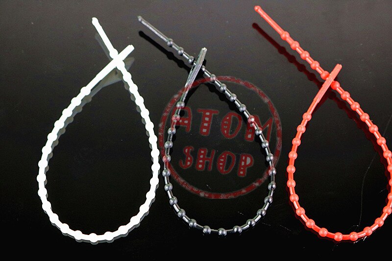 100 stks Bead type 180 MM plastic losse nylon kabelbinder teken label [zwart wit rood]