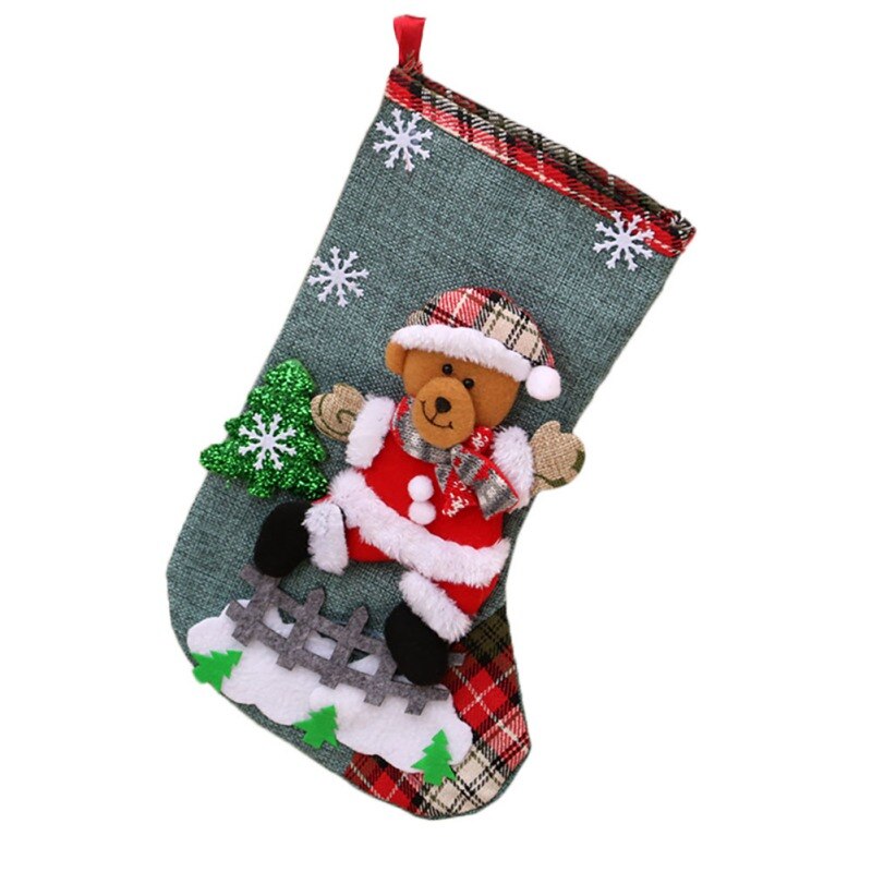 Linnen Groot Formaat Kerstsok Houders Partij Kerst Haard Decoraties: 4
