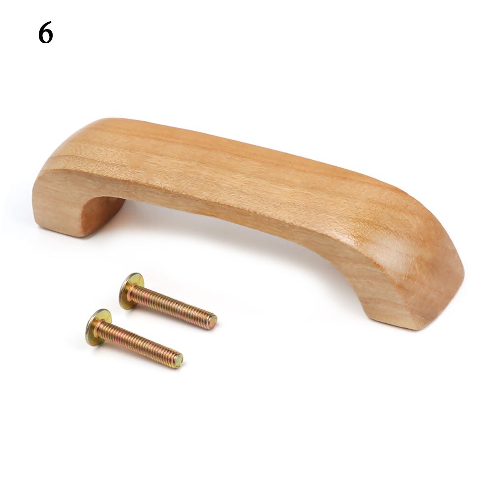 1PC Furniture Hardware Nature Color Wooden Cabinet Knob Solid Pull Handle Knobs Drawer Wood Handles Home Door Parts: 6
