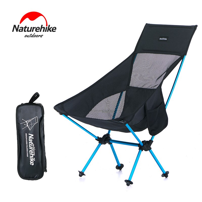 Naturehike Leichte kompakt Falten hoch Angeln Picknick Stuhl Tragbare draussen Falten Camping Stuhl Sitz Faltbare Strand Stuhl: Schwarz