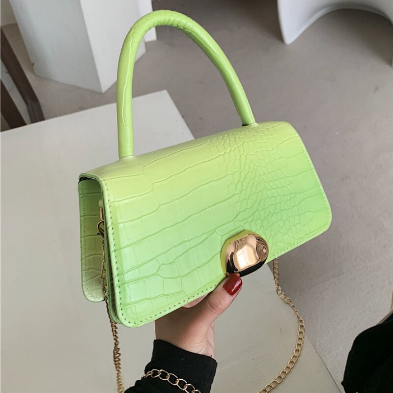 BANKUO Womens Bags Vintage Crocodile Print Shoulder Bag Chain Handbags PU Leather Crossbody Bags for Women Z393: Green