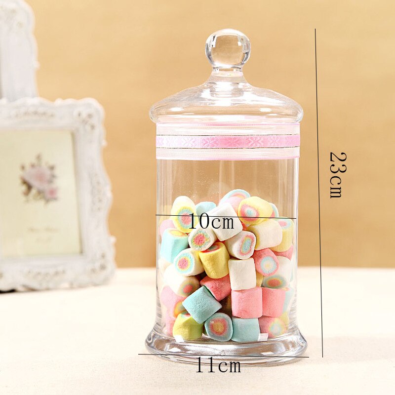 Transparante Glazen Snoeppot Met Deksel Bruiloft Dessert Display Stand Huishoudelijke Snoep Opslag Jar Bruiloft Decoratie Craft Ornament: C