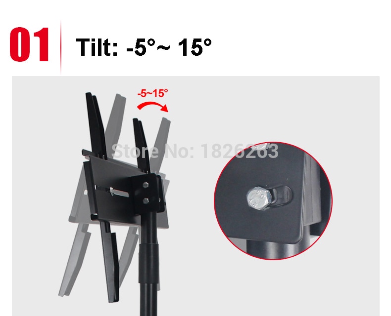360 Graden Swivel 32 ~ 55 Inch Tv Mount Statief Max. Vesa 400*400Mm Laden 50kgs Tilt Hoogte Verstelbare Tv Floor Stand