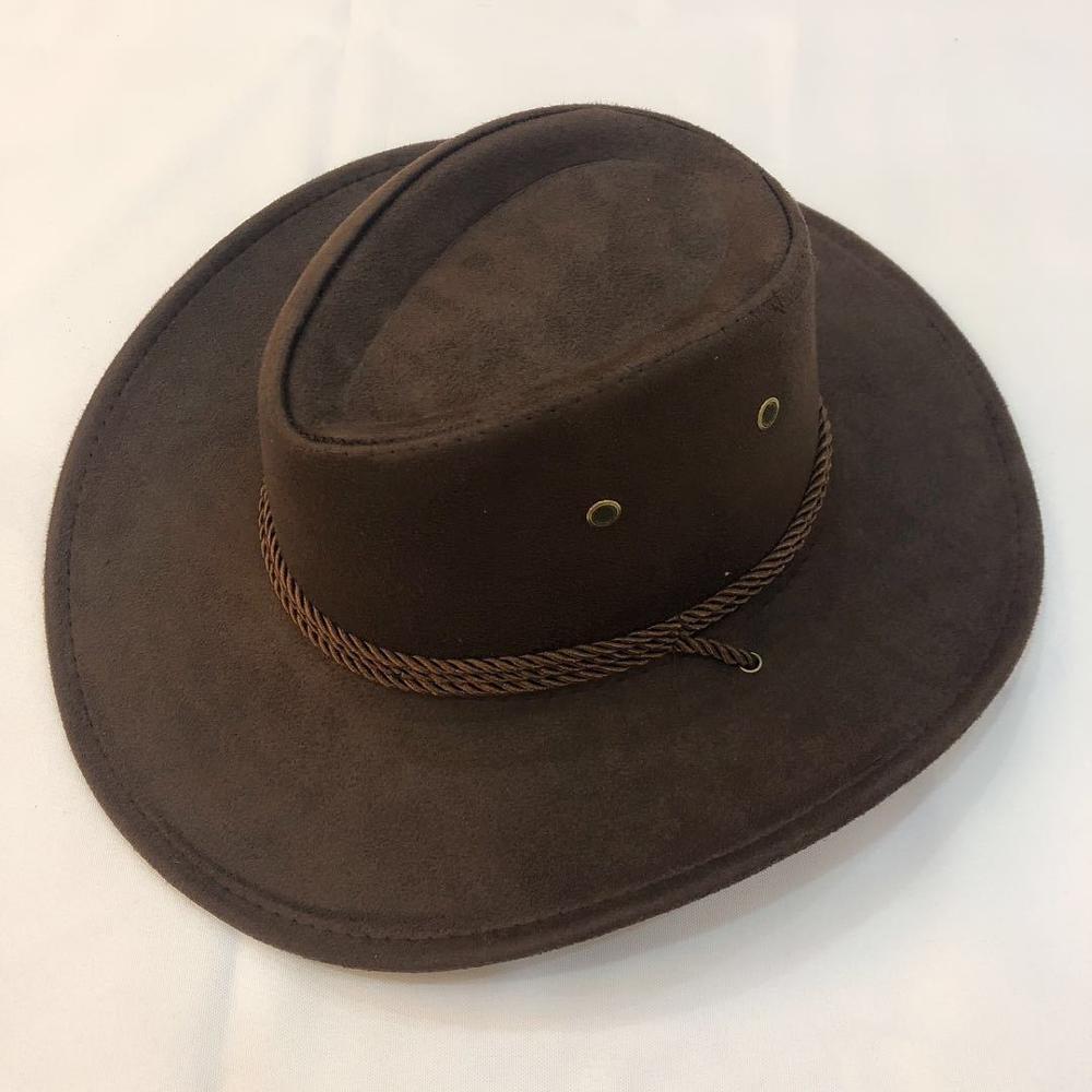 Cowboy Hoed Suede Lente Zomer Man Caps Schaduw Paardrijden Outdoor Effen Kleur Mode: Bruin