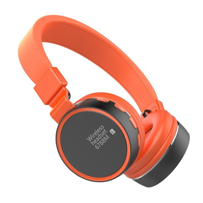 Gold colors Bluetooth Headphones Wireless Stereo Headsets earbuds with Mic TF Card for Girls Xiaomi Huawei: orange