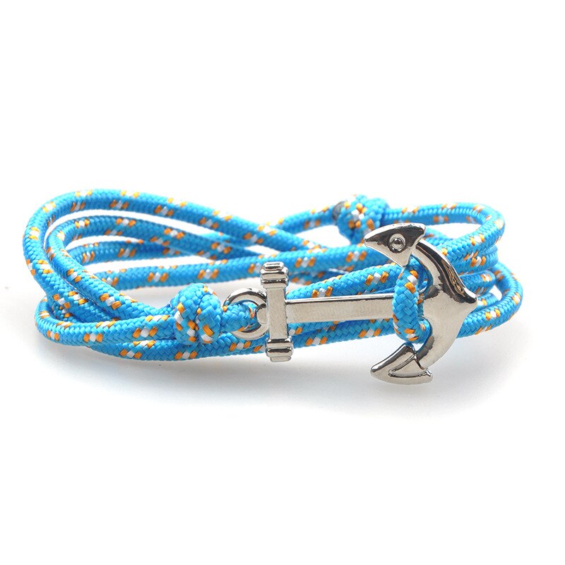 Legering anker armband verstelbare nylon touw ketting armband armband sieraden vintage bedel anker armbanden voor vrouwen mannen: 7