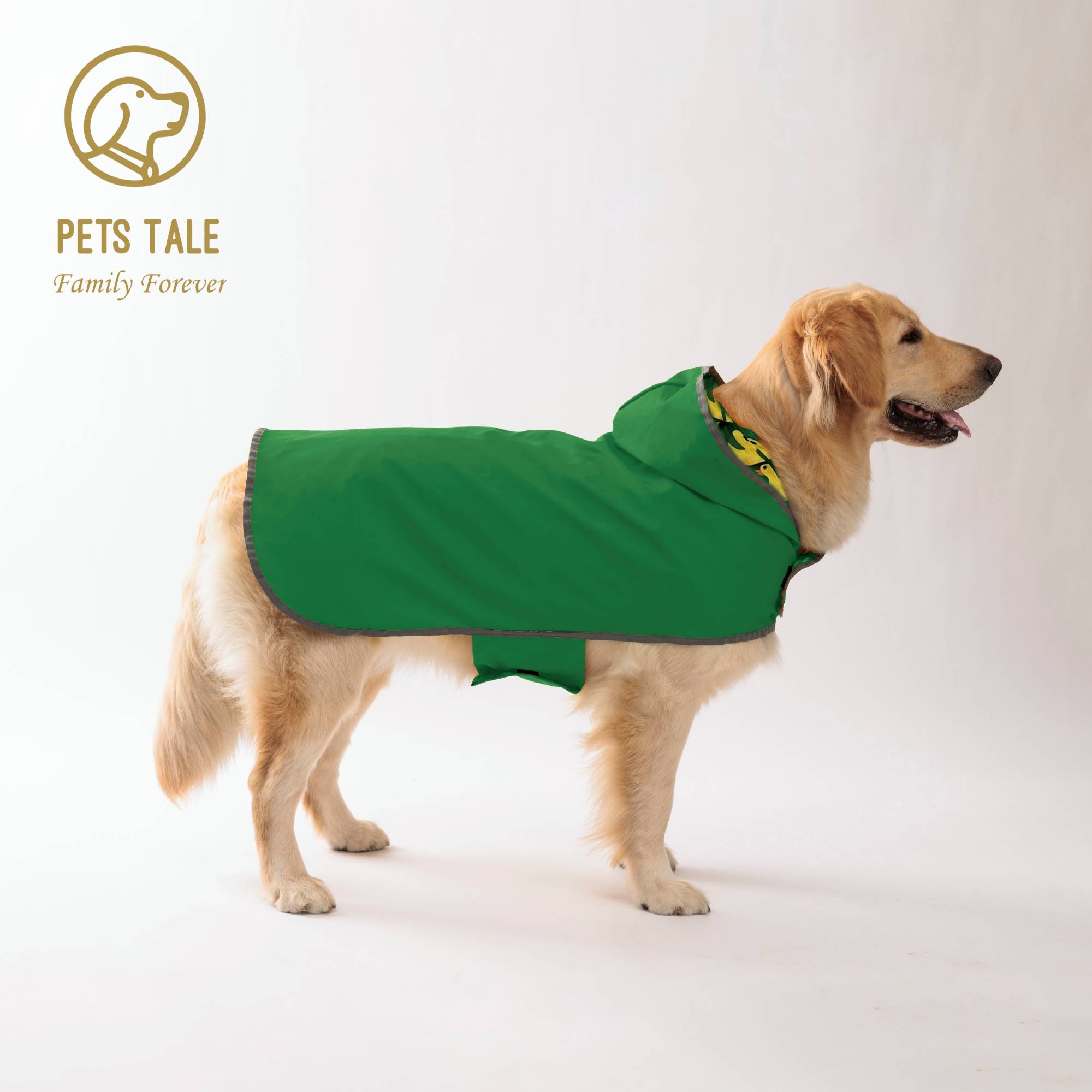 All Weather Dog Raincoat: Dual-sided Waterproof Coat with Polyester Fiber PU Coating and Quick-Adjust Velcro Closure: S / green