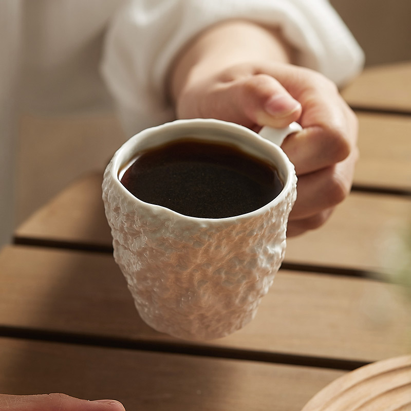 Melkbeker met rotsmotief, ontbijtbeker, keramische espressokop met oorhanger, engelse afternoon tea mok, waterbeker