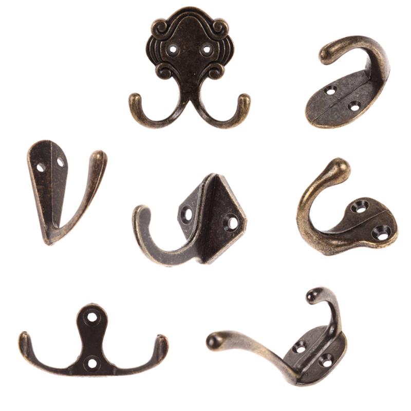Ganchos antiguos Vintage de puerta de aleación de Zinc para ropa abrigo sombrero bolso colgador de toallas Gancho Doble Retro para pared de baño