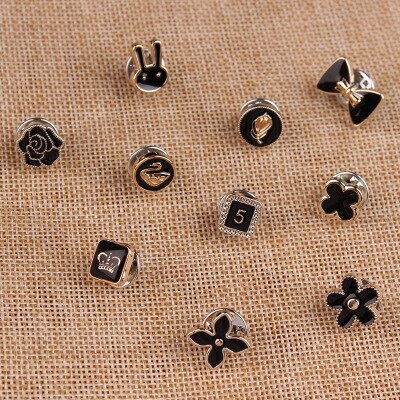 Metal 10 stk krystal broche dejligt tørklæde spænde vild lille boutonniere ingen søm halsudskæring tøj pin accessorie: 1