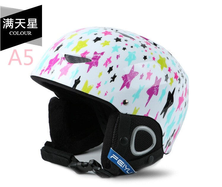 FEIYU volwassen kinderen ski helm mannen en vrouwen single board hoofd guard dubbele plaat uitgerust met sport ski cap: A5 / 52 TO 56 CM