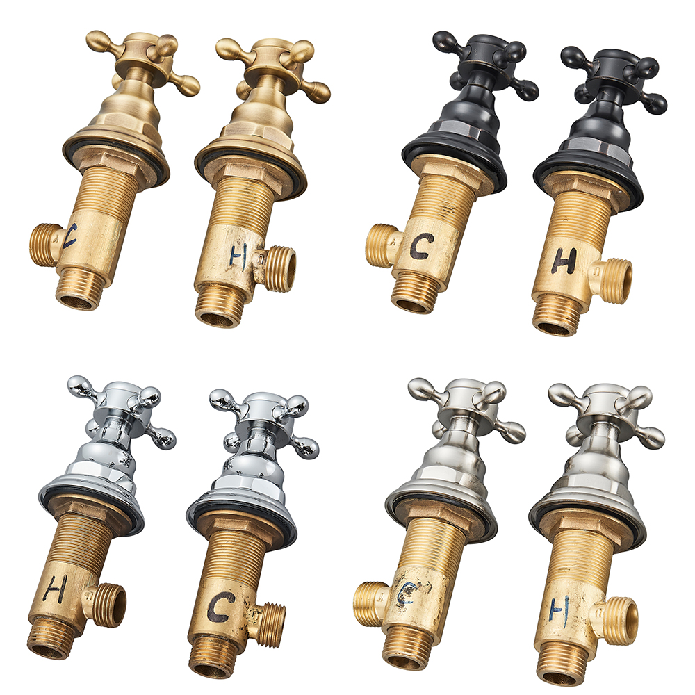 Manijas para grifo de lavabo, válvula de Control fría y de latón montada en cubierta, manija mezcladora, interruptor para grifo de baño, 2 uds.