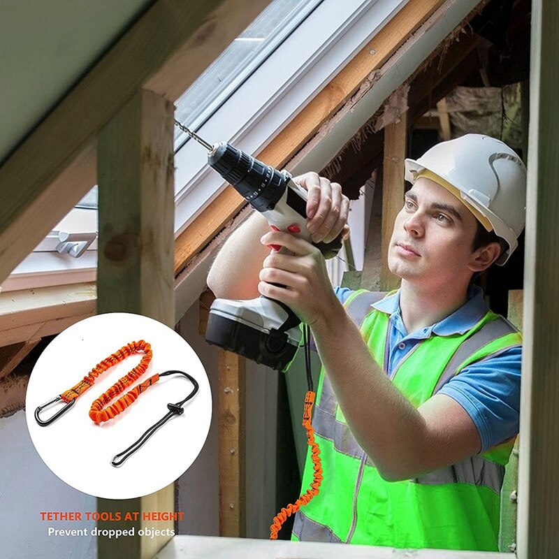 Tool Lanyard,3 Pcs Safety Lanyard With Carabiner,Shock Absorbing Safety Lanyard Adjustable Safety Lanyard For Work Tools