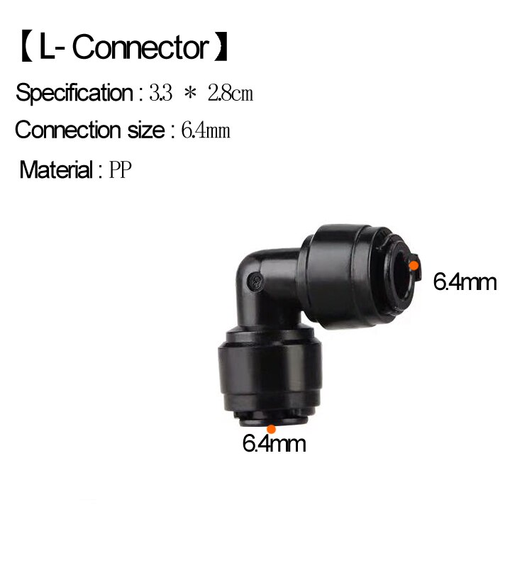 HEMAN 1/4'' Pipe Tee Elbow Quick Connector End Cap Bulkhead Adapter Aquarium Fittings Top Joints Anti-leaking 2pcs: L Connector black